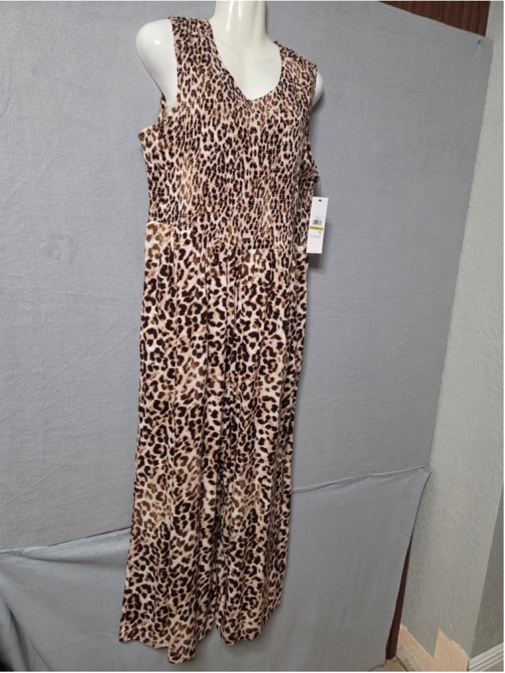 Women's Calvin Klein Jumpsuit Size 14 Brown Black Leopard Print